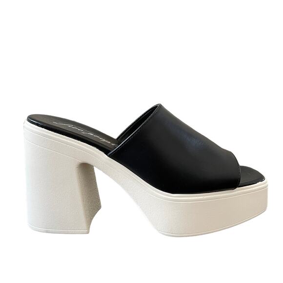 Free People Zoe Platform Slide Sandals Slip On Leather Black Size EU 38 / US 8 - Picture 1 of 12